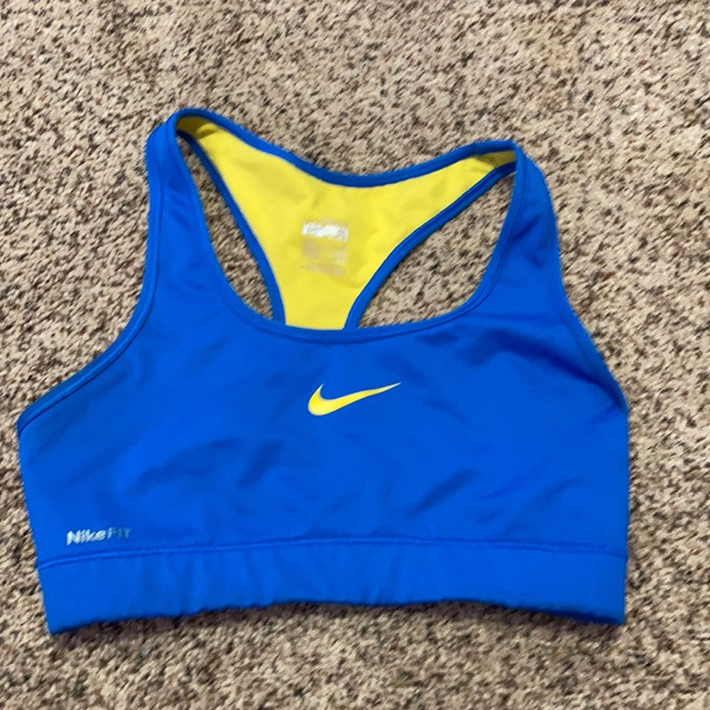 Nike Fit S blue and yellow sports bra